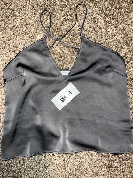 12th Tribe Tops - 12th Tribe Silver Gray Satin Camisole Tank Top NWT Small